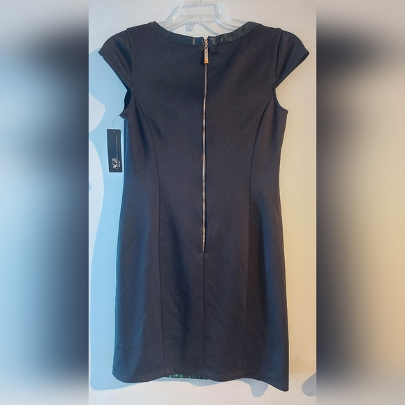 AGB black & green dress with faux leather detail, size 6, NWT - Picture 2 of 4